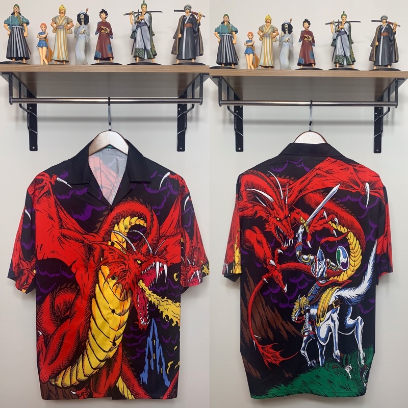 เสื้อเชิ้ตผ้าไหมอิตาลีลายมังกร (OPV08)