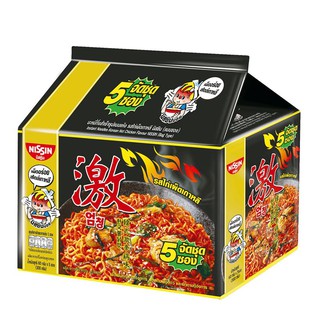 นิสชิน บะหมี่กึ่งสำเร็จรูป รสไก่เผ็ดเกาหลี 60 กรัม x 5 ซอง Nissin instant noodles Korean Spicy Chicken Flavor 60g x 5 Sa