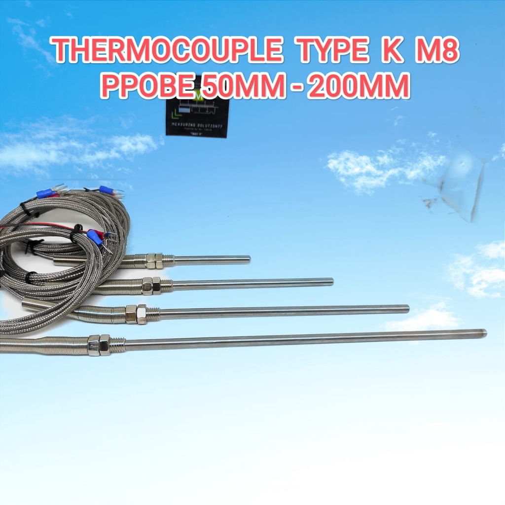 Ms7 เทอร์โมคัปเปิลประเภท K M8 โพรบ 50-200 มม. ประเภทเทอร์โมคัปเปิลสาย K 2M