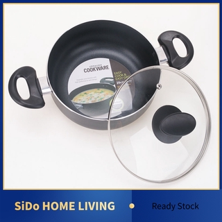 SiDo LOCK หม้อ 2 หู So Chef ก้นอินดักชั่น พร้อมฝาแก้ว ขนาด 20 ซม.CCG202BLK Binaural Soup Pot