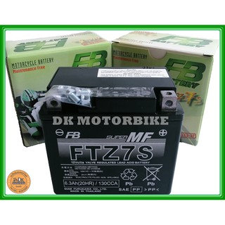 FB BATTERY FTZ7S แบตเตอรี่ รถมอเตอร์ไซด์ 6.3 Ah /12 โวลท์ (แบตเตอรี่แบบแห้ง-แบตใหม่-มีไฟ-พร้อมใช้-ใส่ใช้งานได้ทันที)