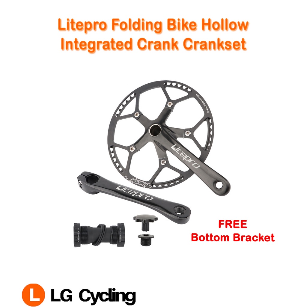 Litepro จักรยานพับจักรยานเสือหมอบ Hollow แบบบูรณาการ Crank Fixie Crankset อุปกรณ์เสริมโซ่อะไหล่ Cran