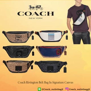 Coach Rivington Belt Bag In Signature Canvas Black Copper