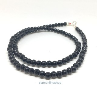 สร้อยคอหินนำโชค นิลแบบเม็ดกลม ขนาด 6 มม.Onyx by siamonlineshop