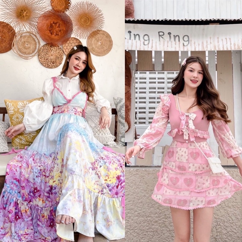 NEW 🔆 BLTbrand x give.me.museums vanilla sky maxi dress & rose jolly dress pink size S • blt brand /