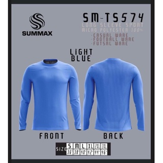 เสื้อกีฬาคอกลมสีล้วนแขนยาว Summax SM-TS574 ผ้าไมโครเนื้อลื่นแห้งเร็วใส่สบาย สีฟ้า