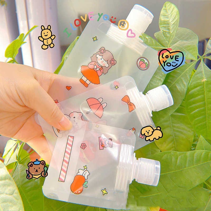 กระเป๋าใส่ขวดโลชั่น แชมพู เครื่องสําอาง ลายการ์ตูนน่ารัก ขนาด 30 มล. 50 มล. 100 มล. สําหรับเดินทาง