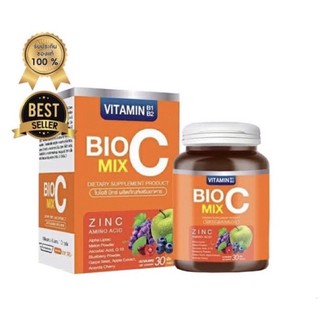 Bio C Mix ไบโอซี มิกซ์ อาหารเสริม วิตามินซี ซิงค์ วิตามินรวม 1 กระปุก  มี 30 เม็ด