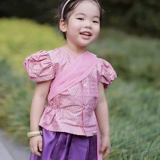 ชุดไทยเด็ก ชุดเด็กผู้หญิง ชุดโจงกระเบนเด็กหญิง รุ่น SK2102 สีชมพู
