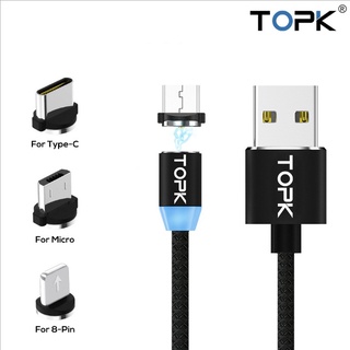 สายชาร์จหัวแม่เหล็ก TOPK ชุด 3หัวชาร์จ +หัวปลั๊ก USB