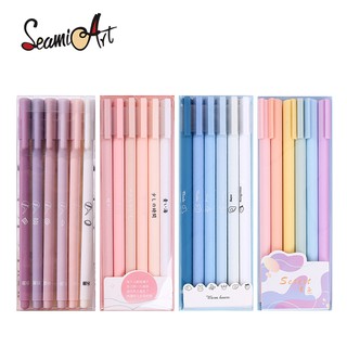 SeamiArt อุปกรณ์เครื่องเขียนปากกาหมึกเจลสีดําไล่โทนสี 0.5 มม. 6 ชิ้น/ชุด