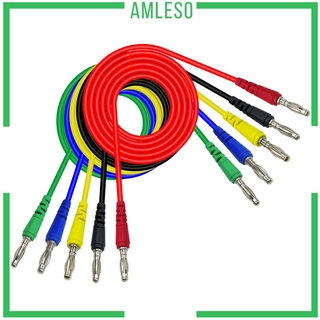 ( Amleso ) 5 ชิ้น / สี 4 มม . Banana To Banana Plug Male To Male ซิลิโคนทดสอบสายไฟ 1 ม .