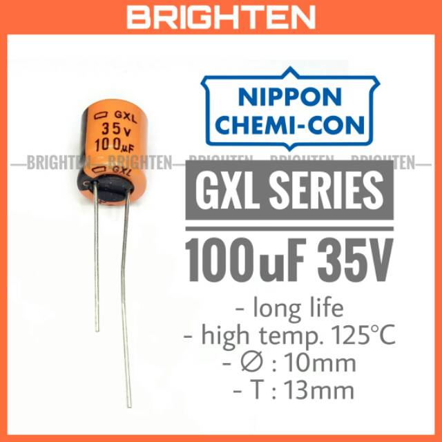 Elco 100uF 35V GXL Series Nipon Chemocon