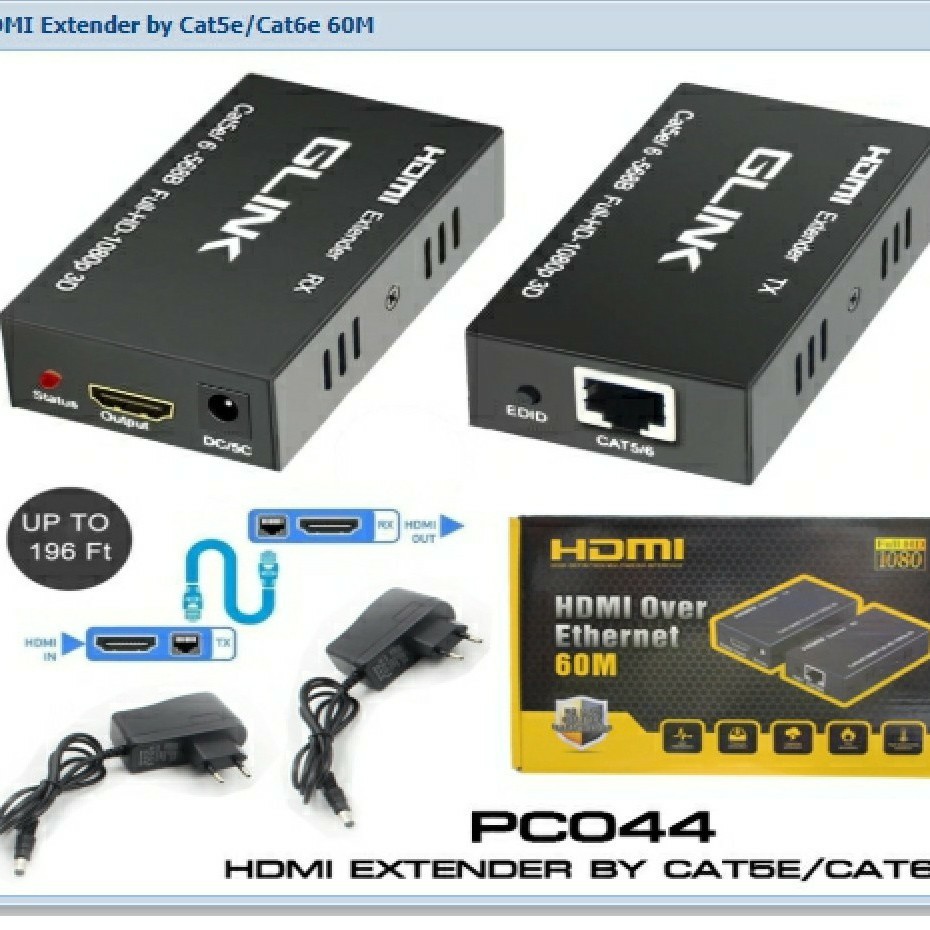 GLink hdmi TO LAN RJ45 Network Over 60 M CAT5/ CAT6 ของแท้ รับ
