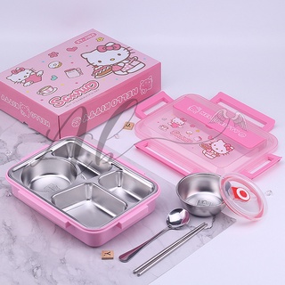 กล่องอาหารกลางวัน สเตนเลส 304 ลายการ์ตูน Hello Kitty Bento Angel Baby