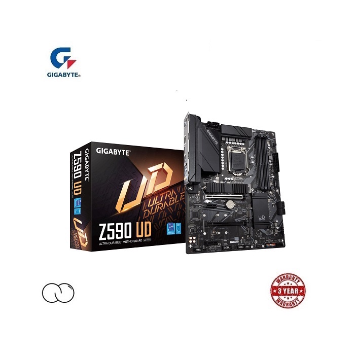 GIGABYTE Intel LGA1200 Z590 UD เมนบอร์ดที่ทนทานเป็นพิเศษเมนบอร์ดสําหรับเล่นเกม LGA 1200 ซ็อกเก็ต Mob