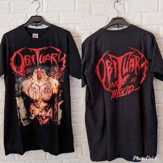 เสื้อยืดผ้าฝ้ายพิมพ์ลายขายดี เสื้อยืด พิมพ์ลาย Obituary BAND