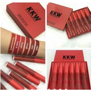 KKW 6colors dip lipstick ลิปจุ่ม Kylie เนื้อแมทเซ็ต 6แท่ง โทนแดง