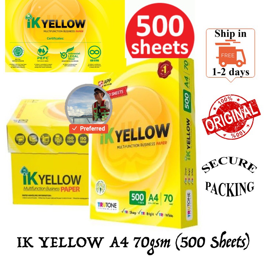 IK YELLOW A4 70GSM (500s) / IK YELLOW A4 80GSM (450s) / IK ECO A4 70GSM (500S)