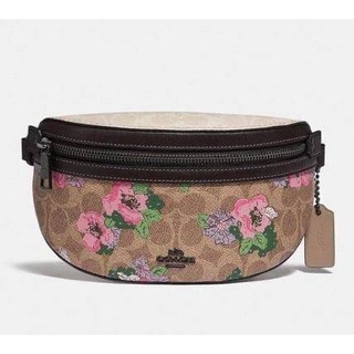 กระเป๋าคาดอก ของแท้ Coach Bethany Belt Bag In Signature Canvas  Blossom Print F89300