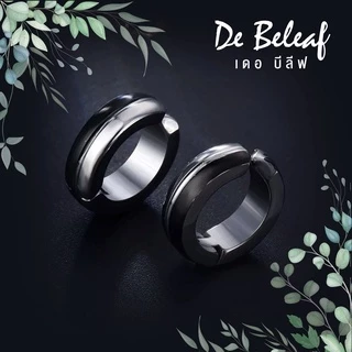 De Beleaf ต่างหูหนีบ ลายทาง ไม่ต้องเจาะหู สแตนเลสแท้ ตุ้มหูผู้ชาย แฟชั่นเกาหลี ส่งจากไทย