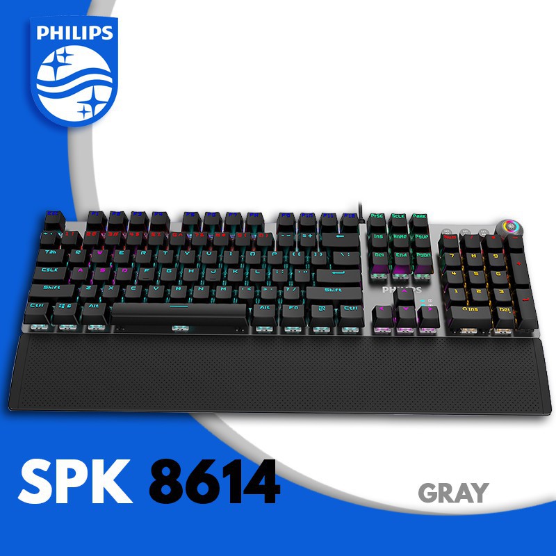 อุปกรณ์สำหรับเล่นเกม คีย์บอร์ดเกมมิ่ง Philips Gaming Mechanical Keyboard รุ่น SPK 8614 คีย์ภาษาไทย-อังกฤษ คีย์บอร์ดสำหรับเล่นเกมส์ คีย์บอร์ด คีย์บอร์ดเกมมิ่ง GAMING KEYBOARD