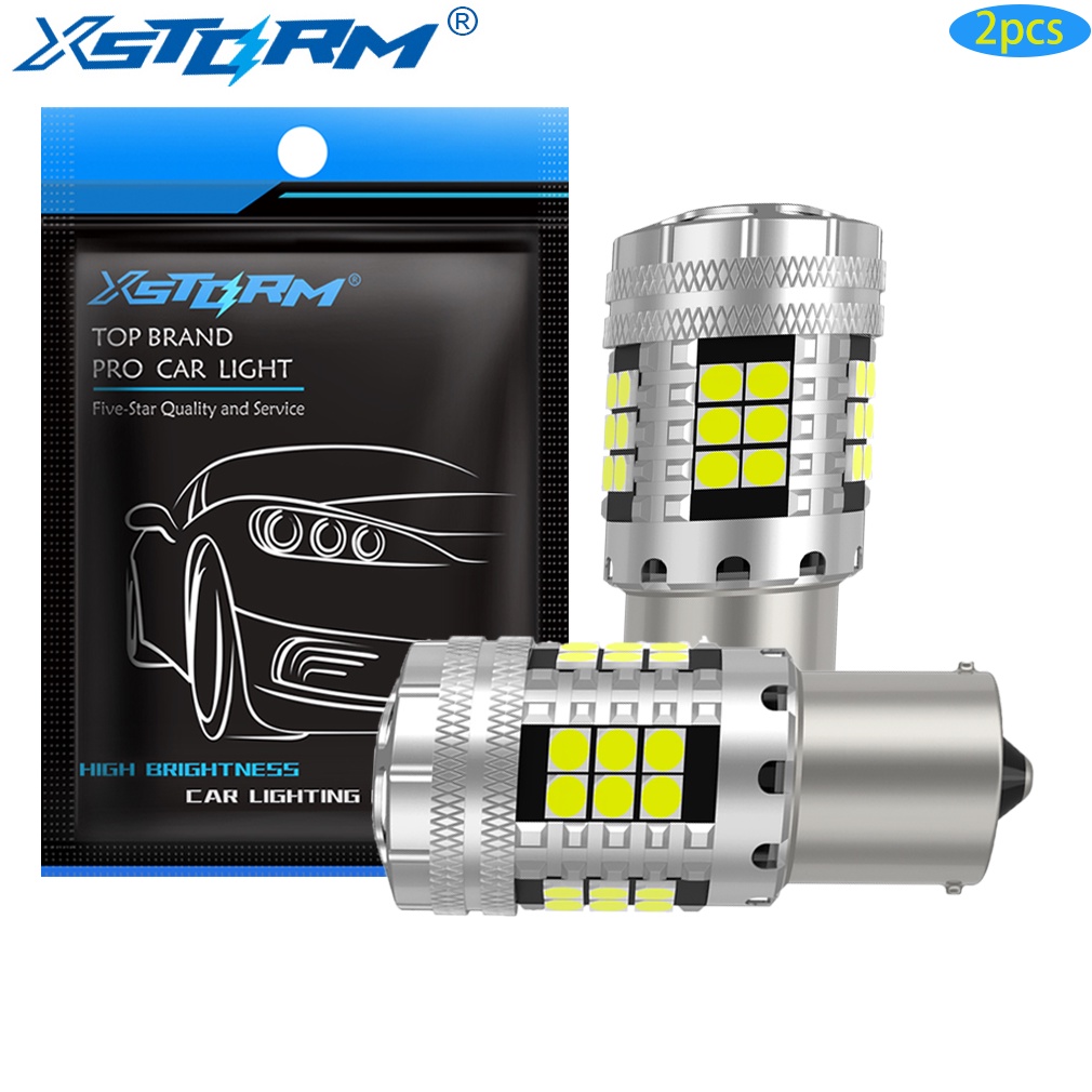 Xstorm หลอดไฟเบรก BA15S BAU15S 7440 LED 12-24v สีเหลือง ขาว สําหรับรถยนต์ 2 ชิ้น