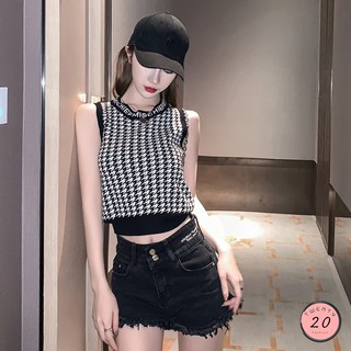 🎇 New2023 🎇 เสื้อครอปลายชิโนริ แขนกุด