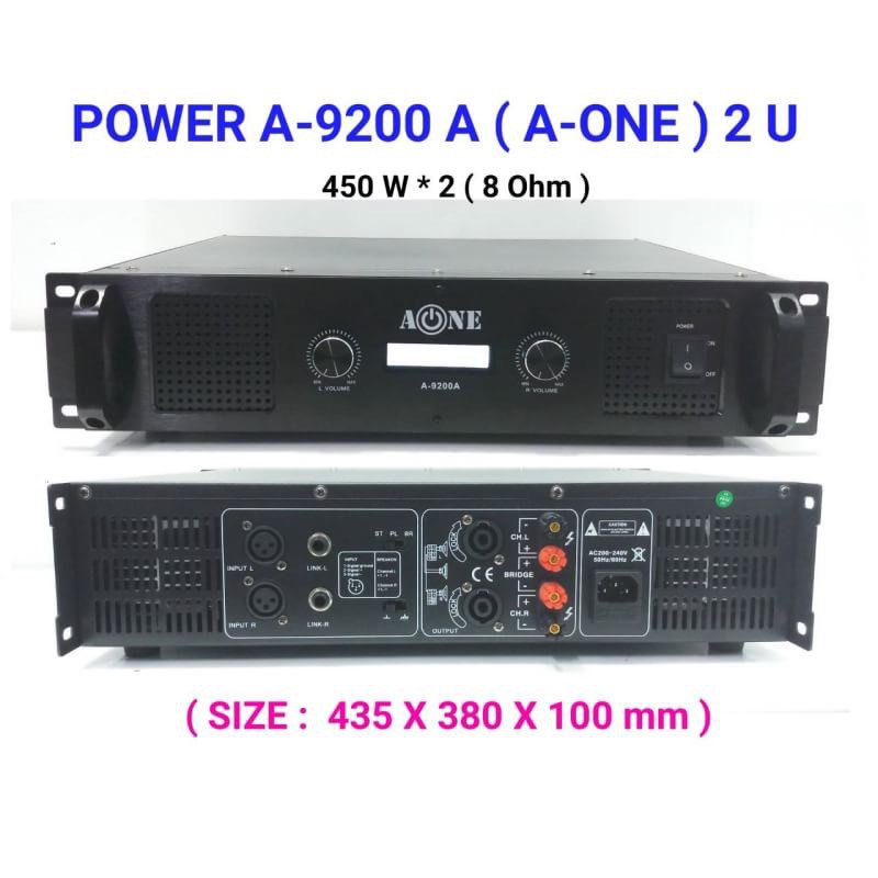 A-ONE เพาเวอร์แอมป์ power amplifier A-9200A กลางแจ้ง 900W (8 Ohm) เครื่องเสียงกลางแจ้ง