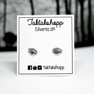 Eye studs earring👁👁เงินแท้92.5%