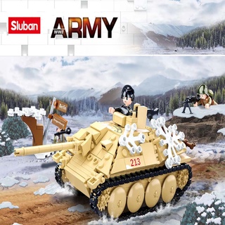 SLUBAN ของเล่นบล็อกตัวต่อรถถัง World War 2 B0976 344 ชิ้น