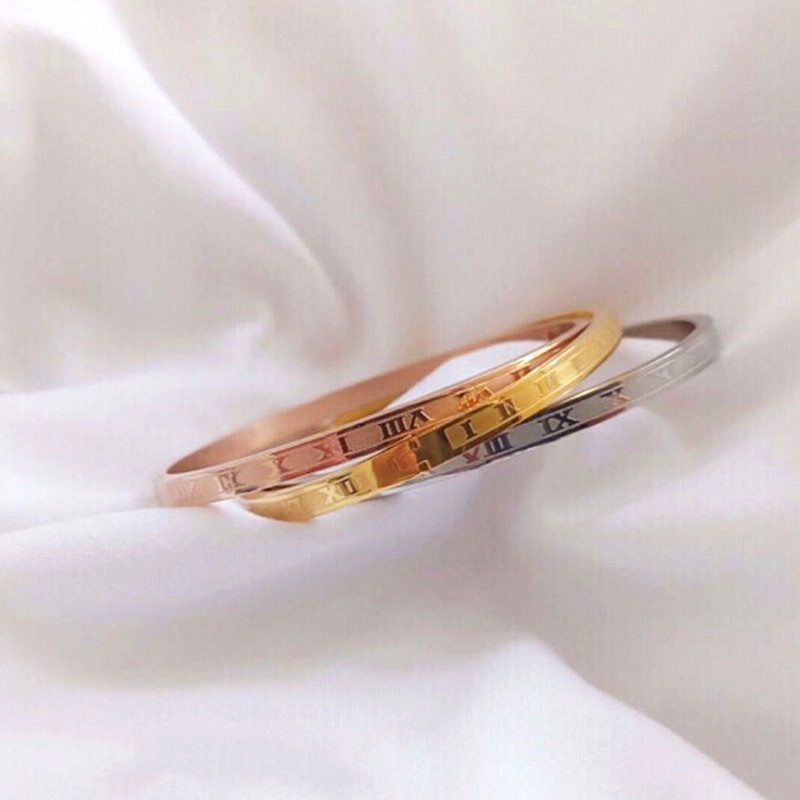 OYJR กำไลสแตนเลส ลายตัวเลขโรมัน แฟชั่นสําหรับผู้หญิง - รูปที่ 6