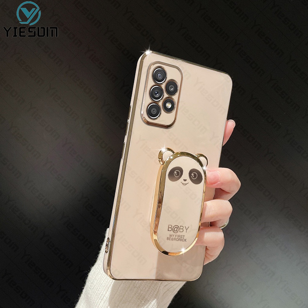 เคสโทรศัพท์มือถือ ซิลิโคนนิ่ม ทรงสี่เหลี่ยม ลายการ์ตูนหมีน่ารัก พร้อมขาตั้งพับได้ สําหรับ Samsung Galaxy A13 4G A23 A33 A53 A73 5G - รูปที่ 5