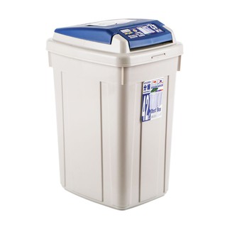 ถังขยะ ถังขยะเหลี่ยมฝาเปิดปิด KEY WAY CL42 42 ลิตร สีเทา/ฝาสีน้ำเงิน ถังขยะและถุงขยะ ผลิตภัณฑ์และของใช้ภายในบ้าน SQUARE