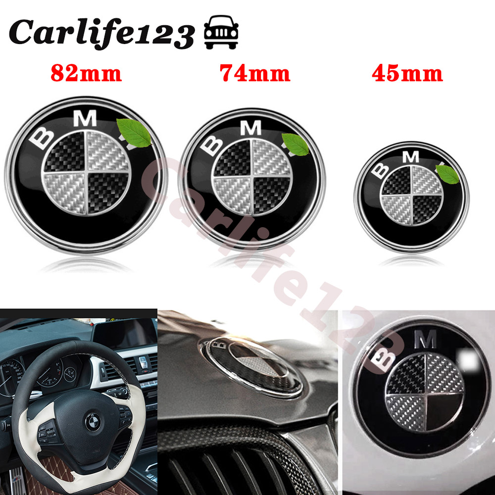 ใหม่สัญลักษณ์คาร์บอนไฟเบอร์สีดําสําหรับ BMW 3 5 X series ฝากระโปรงหน้า belt badge ด้านหลังโลโก้ฝาครอบสติกเกอร์พวงมาลัย