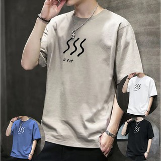 Triple A💕2021 new short-sleeved T-shirt mens Hong Kong style trend loose bottoming shirt youth plus size printing upper clothes