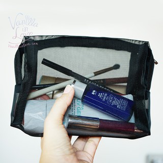 VL08 กระเป๋าเครื่องสำอาง แบบซิป makeup pouch ตาข่ายสีดำ