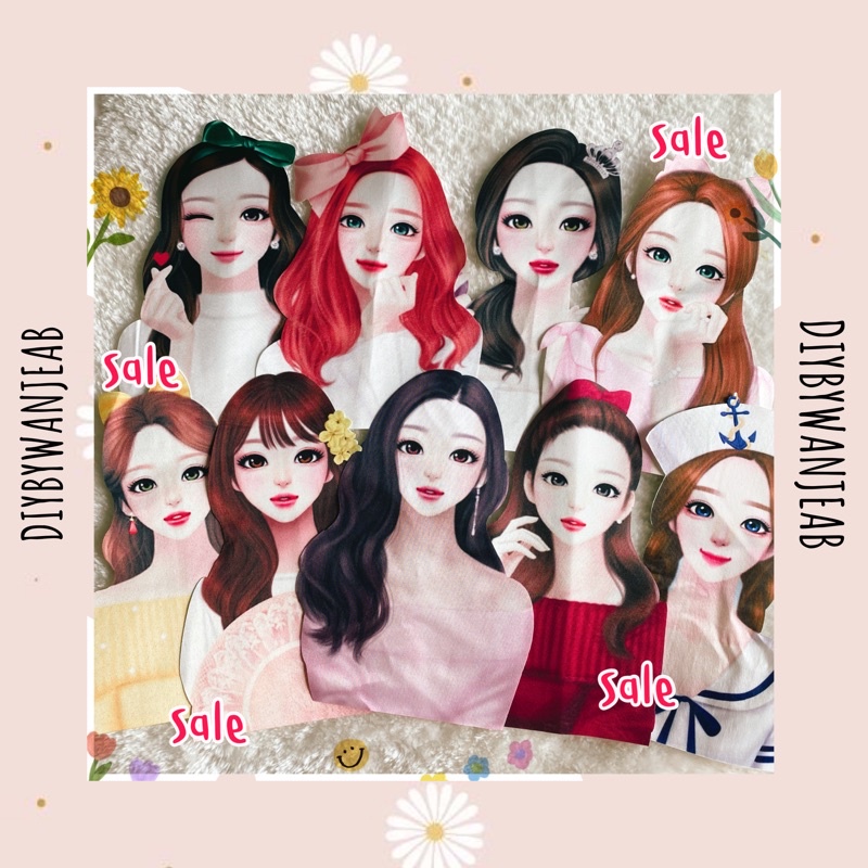 ตัวติดกระเป๋าสาน DIY ผ้าพิมพ์ลาย สำหรับติดกระเป๋าผ้า ลายหน้าผู้หญิง