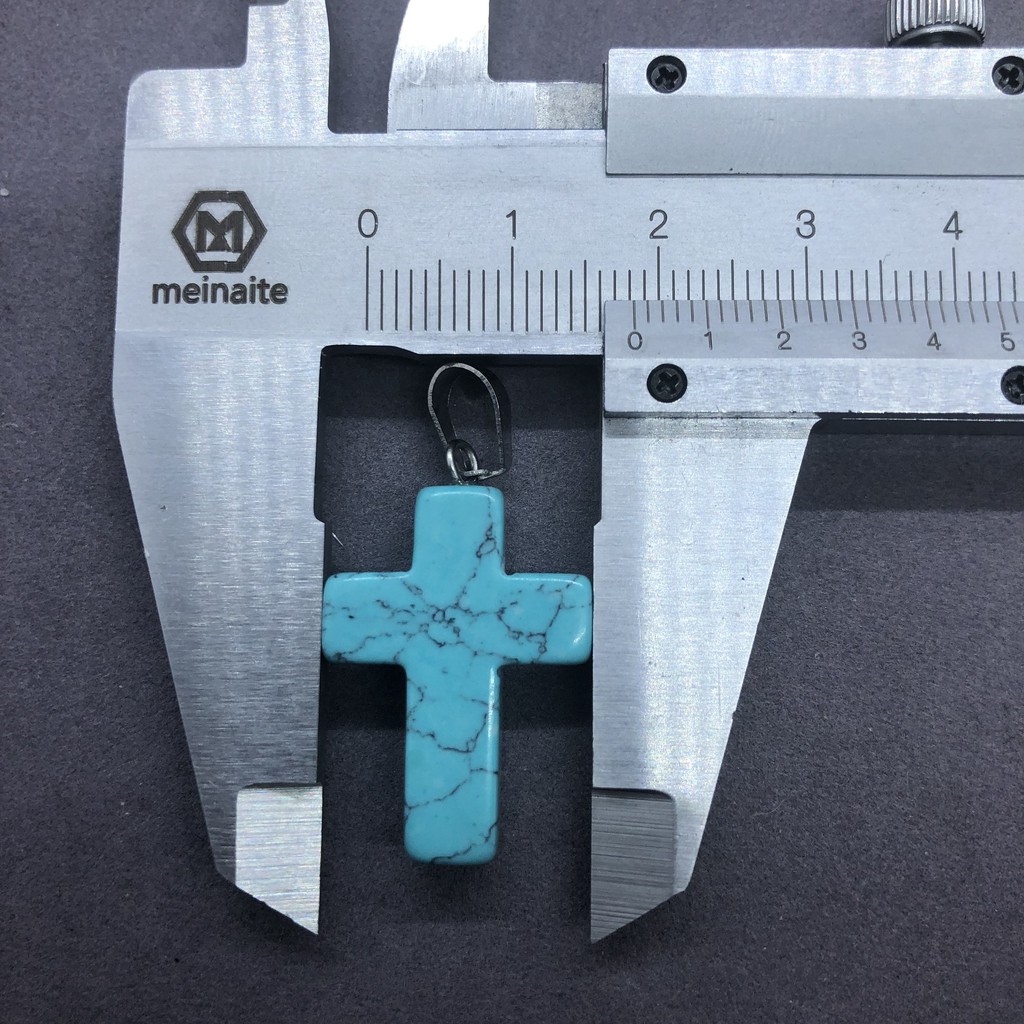 จี้หินธรรมชาติข้ามจี้อุปกรณ์ DIY สร้อยคอหินทรายสีฟ้าอาเกต Cross pendant
