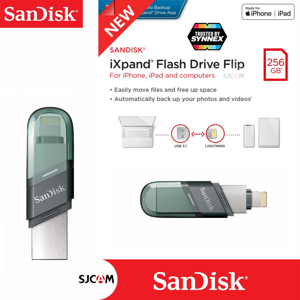 SanDisk iXpand Flash Drive Flip 64GB- 256GB iPhone and iPad (SDIX90N)แฟลตไดฟ์ ย้ายข้อมูล ไอโพน ไอแพด