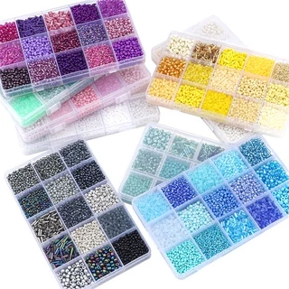 NCCGlass Seed ลูกปัดชุดกล่อง DIY สร้อยข้อมือสร้อยคอ Rainbow เช็ก Charm คริสตัลลูกปัดสําหรับเครื่องประดับทํา Handmade อุปกรณ์เสริม