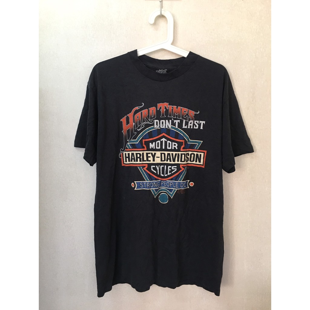 Vintage T-shirt เสื้อผ้าบางงานเก่า 80's/90's Harley-Davidson 3d Emblem