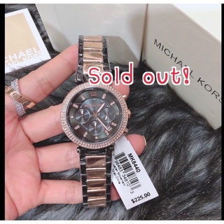 MK6440 Womens Parker Two-Tone Rose Gold Gunmetal Chronograph Watch สีเทา โรสโกลด์