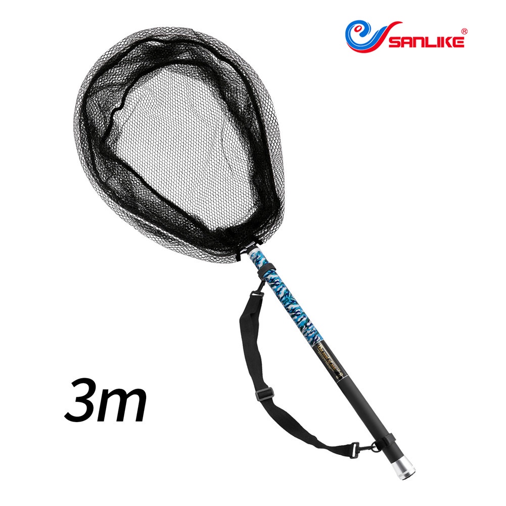 Sanlike Telescopic Dip Net Rod พร้อม Ball Net Tamo Net ตกปลาสุทธิ Landing สุทธิปรับเสาสําหรับน้ําทะเลน้ําจืด