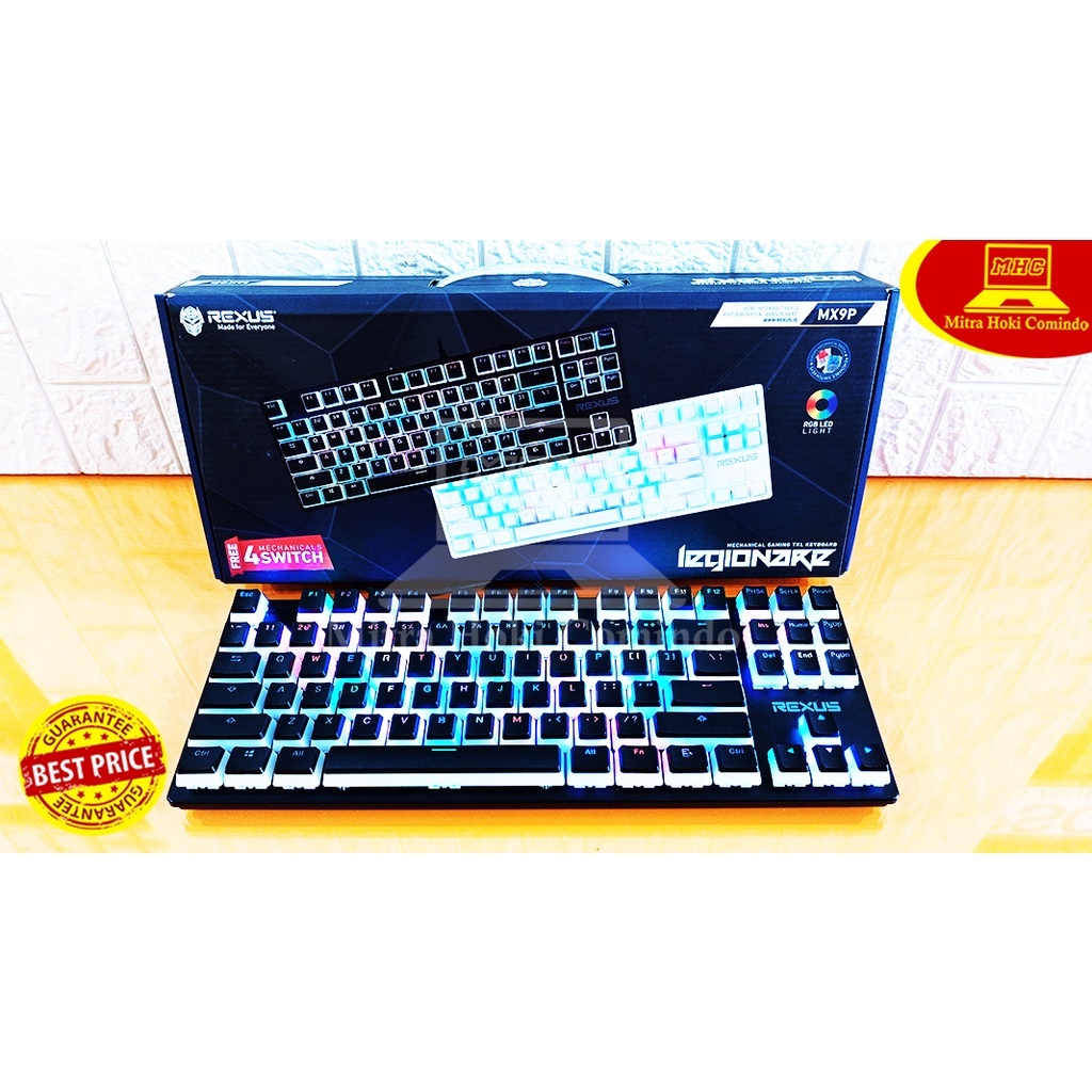คีย์บอร์ดเล่นเกม Rexus MX9 พุดดิ้ง / MX9P TKL RGB - สีดํา, สีฟ้า