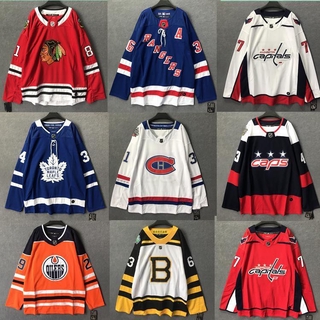 เสื้อกีฬาแขนยาว ลายทีมฮอกกี้ Nhl Jersey Hockey Jersey พลัสไซซ์ สําหรับผู้ชาย และผู้หญิง