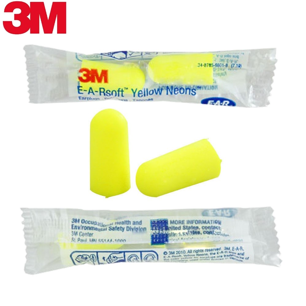 3M 1250 ที่อุดหูลดเสียง ชนิดโฟม ไม่เจ๊บหู ใส่สบาย EarPlug 3M 1250 E-A-Rsoft Neon Disposable Foam Ear