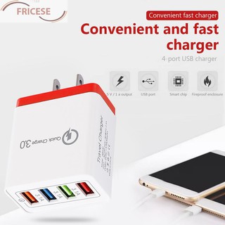 fricese 2020 4 พอร์ต quick charge 3 . 0 fast อะแดปเตอร์ชาร์จแบต usb สําหรับโทรศัพท์มือถือ eu/us ปลั๊ก