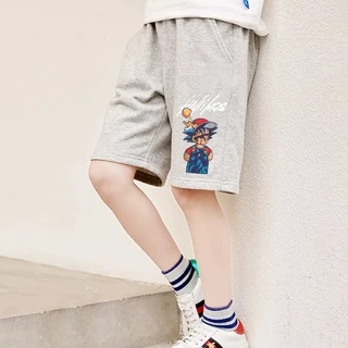 F190กางเกงเด็กกีฬาขาสั้นรุ่นมีกระเป๋าเอวยาวยืดใส่สบายได้ทั้งเด็กชายและเด็กหญิง