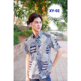 XY02 เสื้อพื้นเมืองชาย โทนสีกรมท่า เสื้อหม้อห้อมชายสีกรมท่าเข้ม ผลิตจากผ้าหม้อห้อม100% ของดีเมืองแพร่ เนื้อผ้าเย็นสบาย